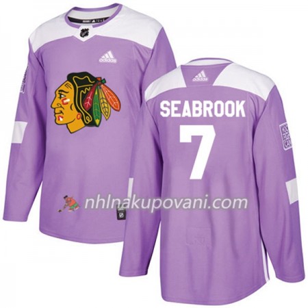 Chicago Blackhawks Dresy Brent Seabrook 7 Adidas 2017-2018 Nachová Fights Cancer Practice Authentic - Pánské